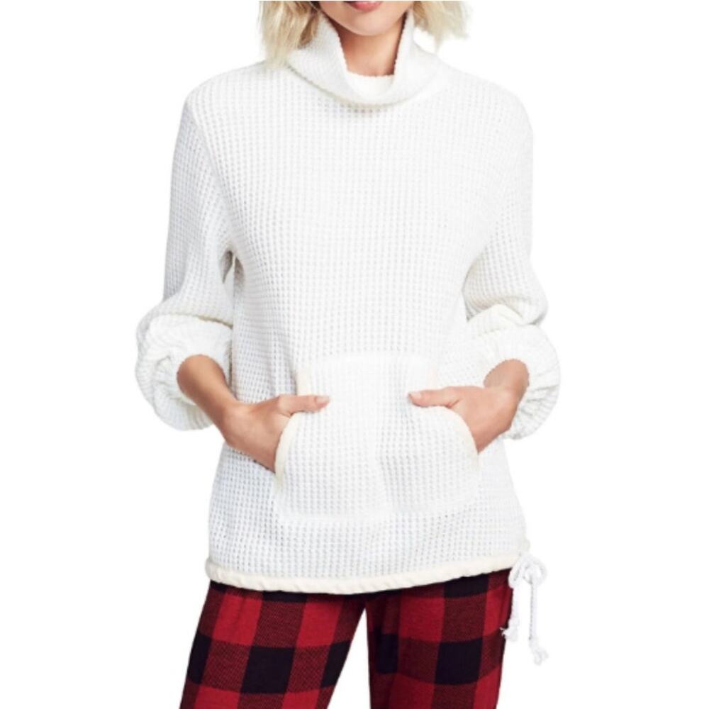 Faherty Women's Maude Echo Thermal Mock Neck Pullover Sweater L White
